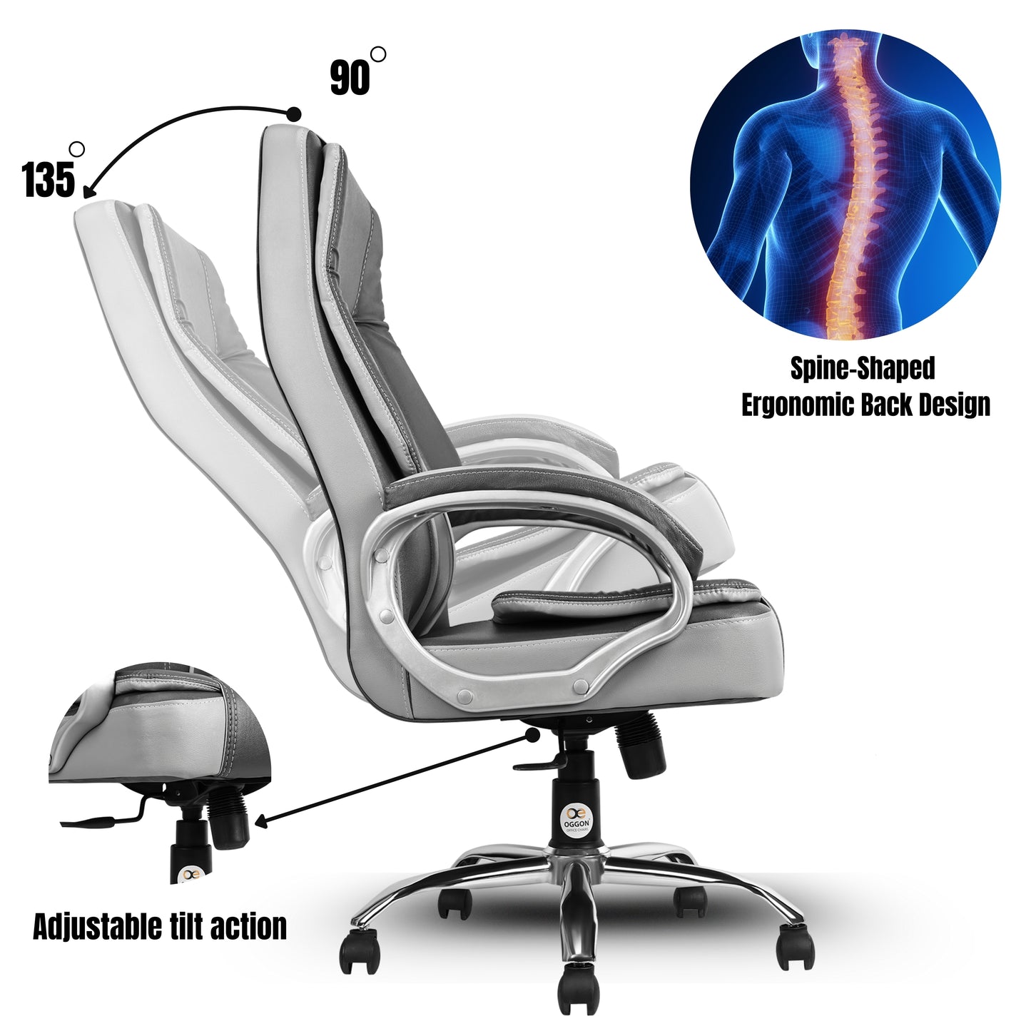Oggon Charmer High Back Ergonomic Executive Leatherette Office Chair with Lumbar Support