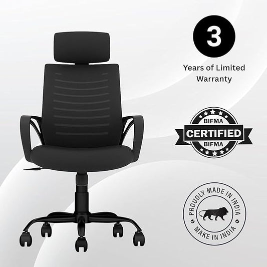 Oggon Irish high back mesh chair with breathable backrest for hot Indian summers