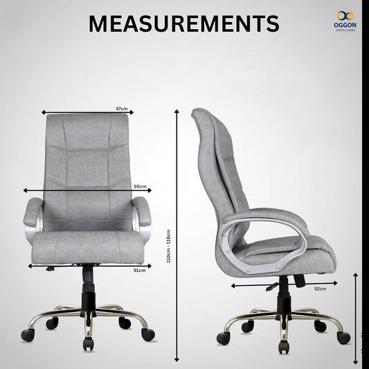 Oggon Marley executive office chair in grey leatherette with high backrest