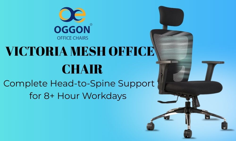 Oggon Victoria Ergonomic Mesh Office Chair with Headrest & 3D Adjustable Armrests