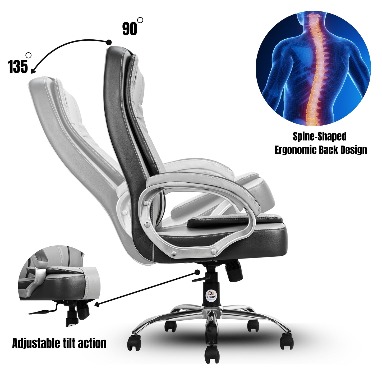Oggon Charmer High Back Ergonomic Executive Leatherette Office Chair with Lumbar Support