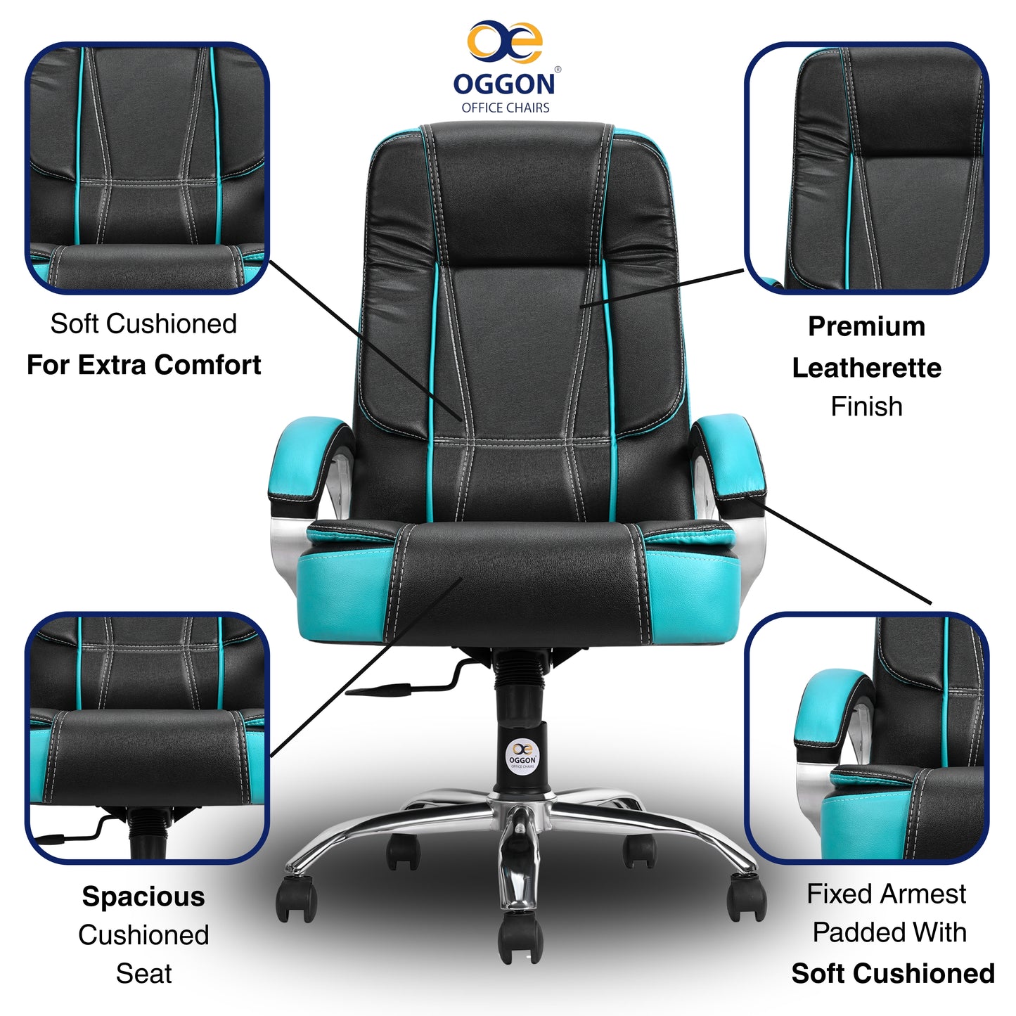 Oggon Charmer High Back Ergonomic Executive Leatherette Office Chair with Lumbar Support