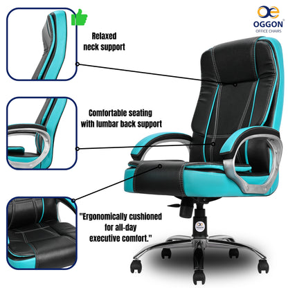 Oggon Charmer High Back Ergonomic Executive Leatherette Office Chair with Lumbar Support
