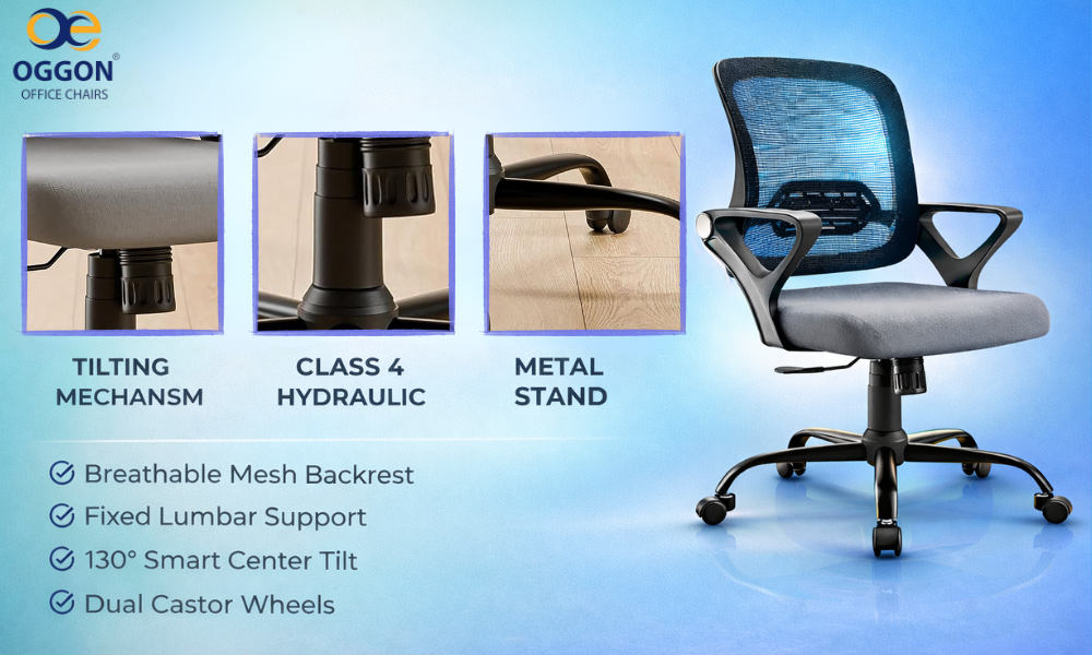 OGGON Ergolux Orthopedic Ergonomic Office Chair – Mesh Back