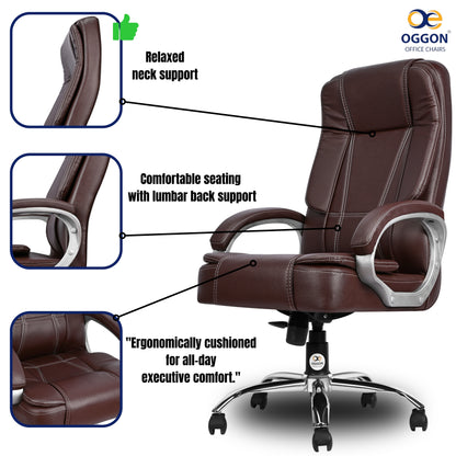 Oggon Charmer High Back Ergonomic Executive Leatherette Office Chair with Lumbar Support