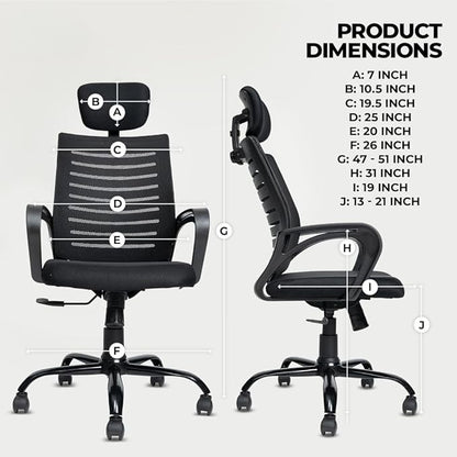 OGGON Irish High Back Ergonomic Mesh Office Chair | Professional Computer Seating