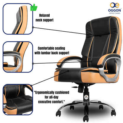 Oggon Charmer High Back Ergonomic Executive Leatherette Office Chair with Lumbar Support