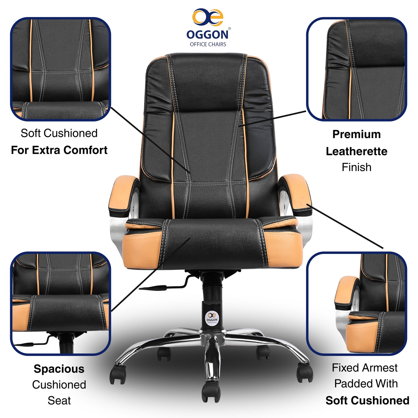 Oggon Charmer High Back Ergonomic Executive Leatherette Office Chair with Lumbar Support