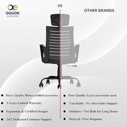 OGGON Irish High Back Ergonomic Mesh Office Chair | Professional Computer Seating