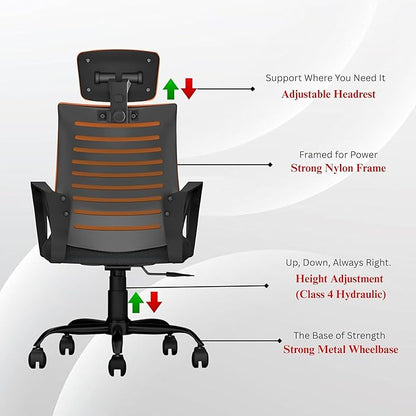 OGGON Irish High Back Ergonomic Mesh Office Chair | Professional Computer Seating