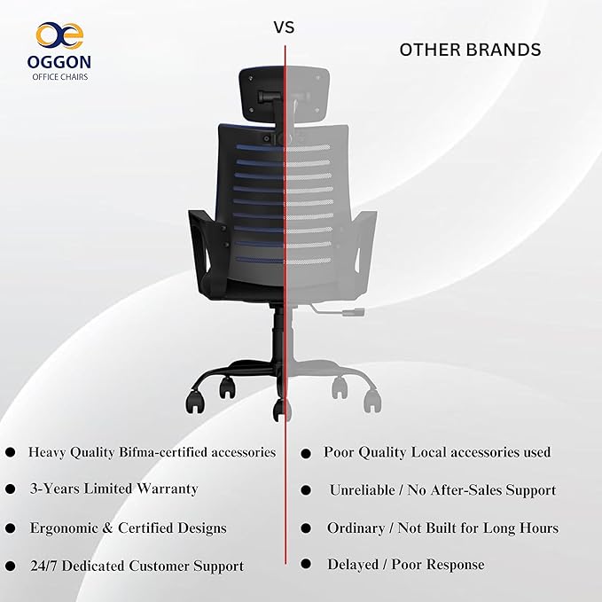 OGGON Irish High Back Ergonomic Mesh Office Chair | Professional Computer Seating