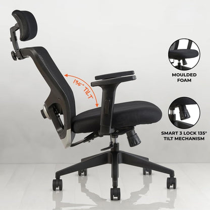Oggon Victoria Ergonomic Mesh Office Chair with Headrest & 3D Adjustable Armrests