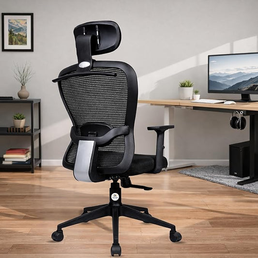 OGGON Marcoos High Back Ergonomic Mesh Office Chair – Adjustable Headrest & Armrests | 3 Years Warranty