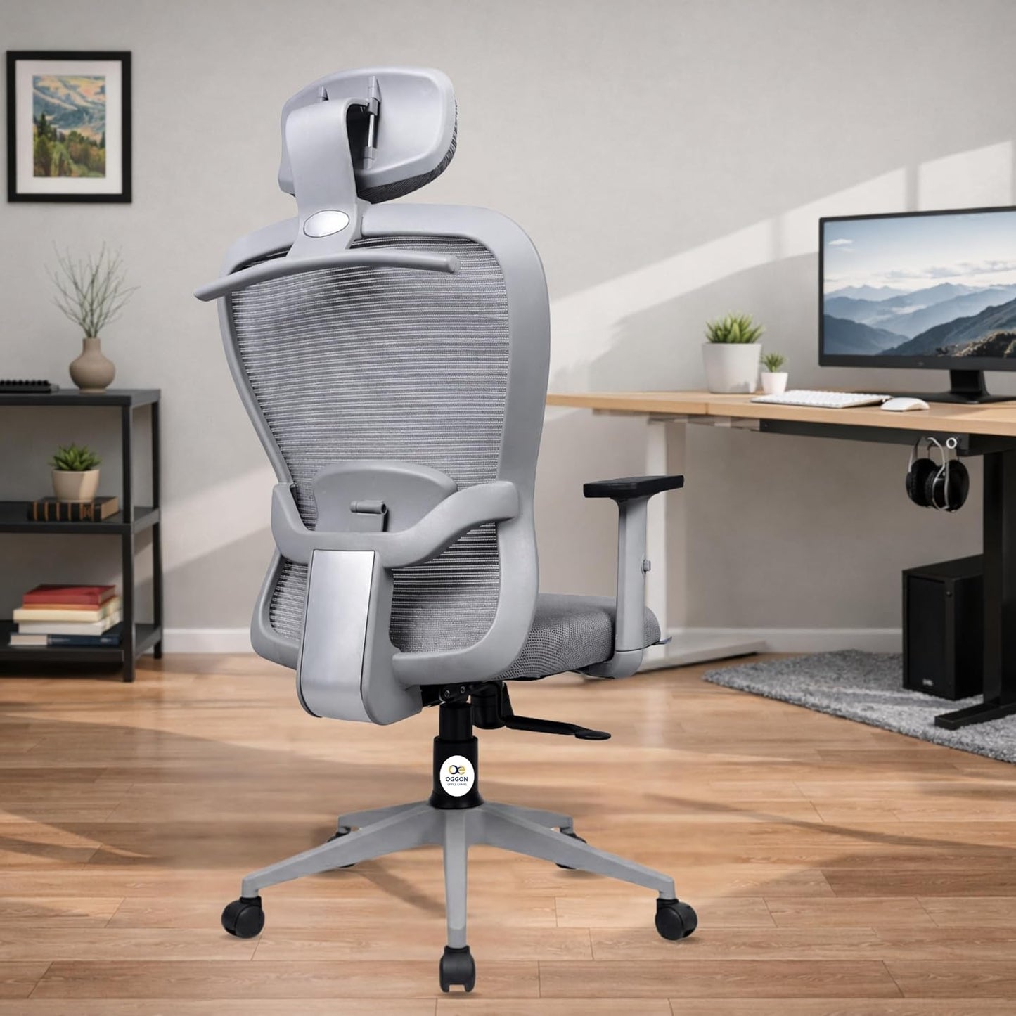 OGGON Marcoos High Back Ergonomic Mesh Office Chair – Adjustable Headrest & Armrests | 3 Years Warranty