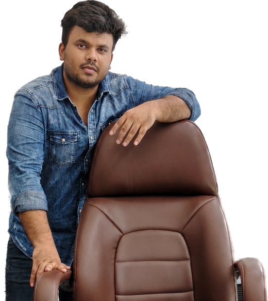 Founder of Oggon Enterprises with an Oggon ergonomic chair