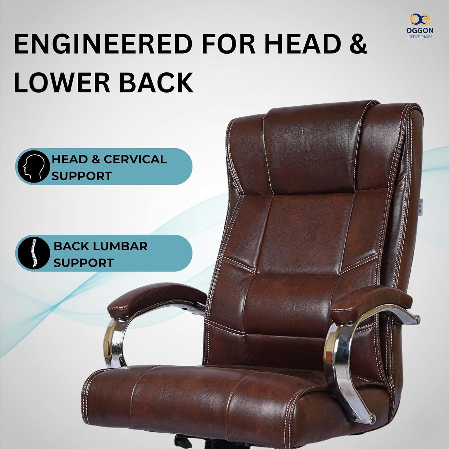 Oggon Alexander Ergonomic Executive Leatherette High Back Office Chair with Lumbar Support