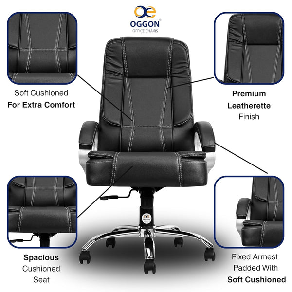 Charmer High Back Ergonomic Leatherette Office Chair – Black