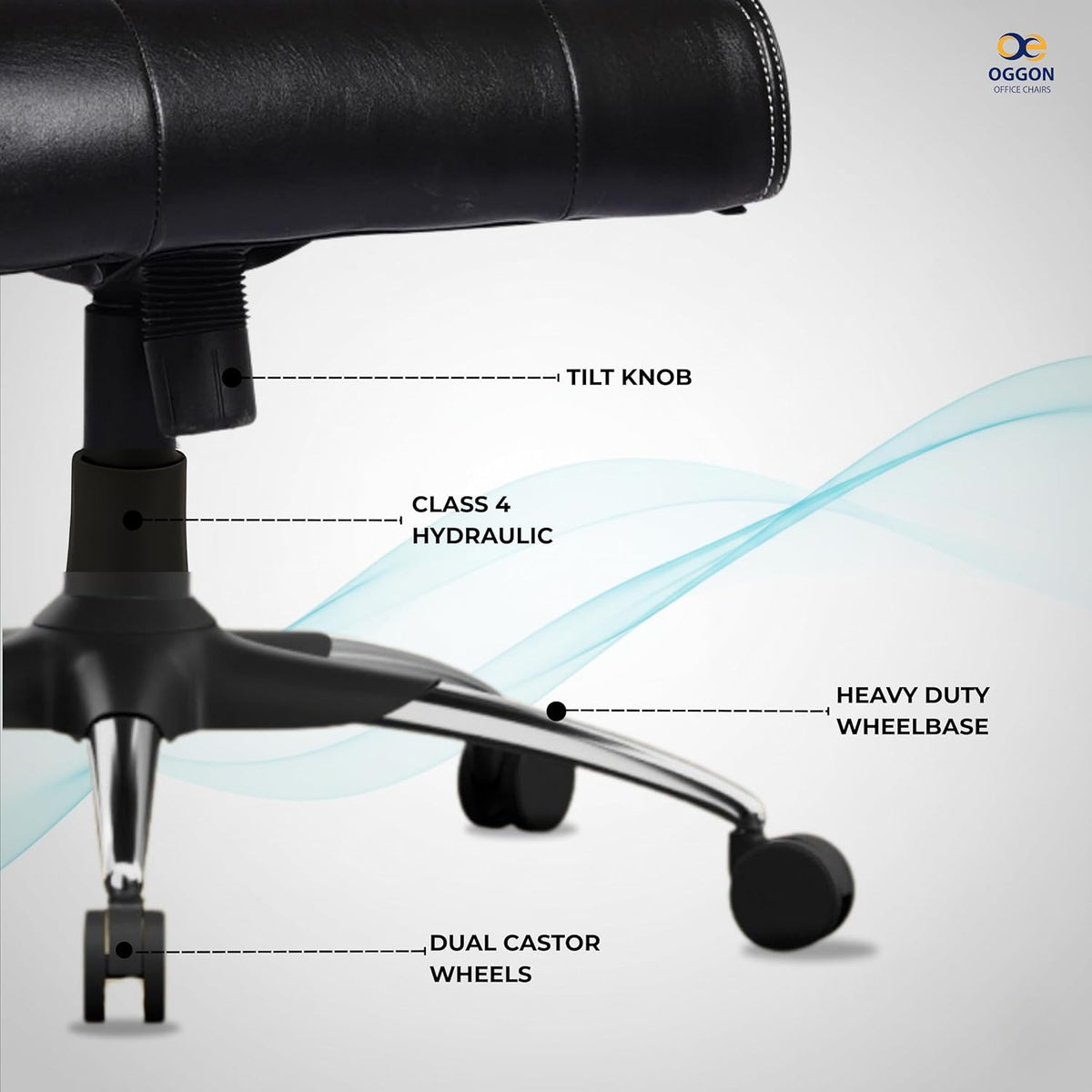 Oggon Alexander black executive chair with cushioned armrests for long desk hours