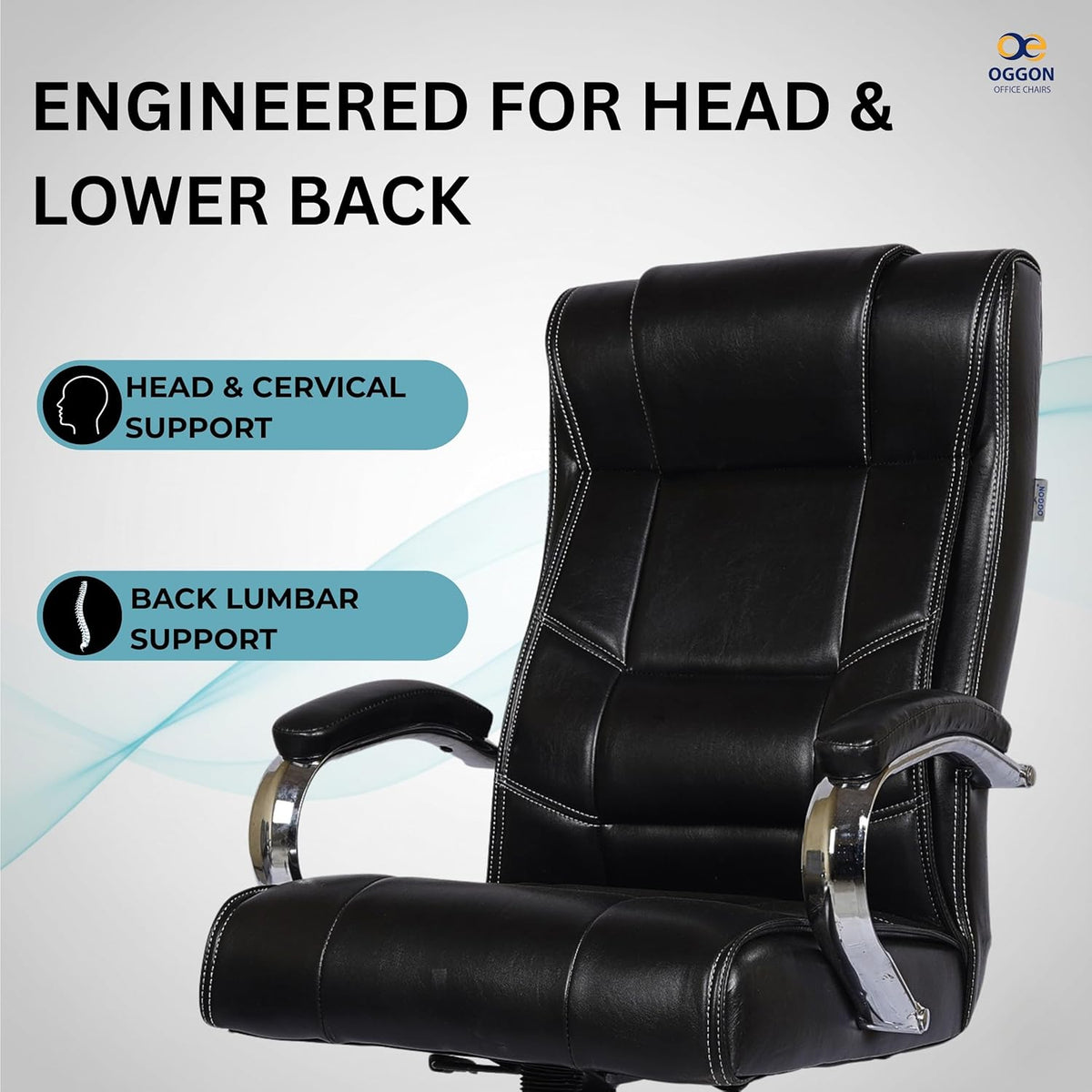 Oggon Alexander black leatherette boss chair with adjustable lumbar support