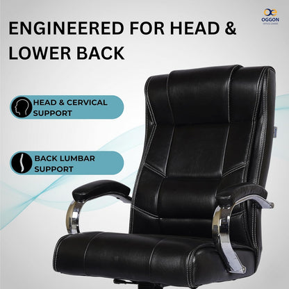 Oggon Alexander black leatherette boss chair with adjustable lumbar support