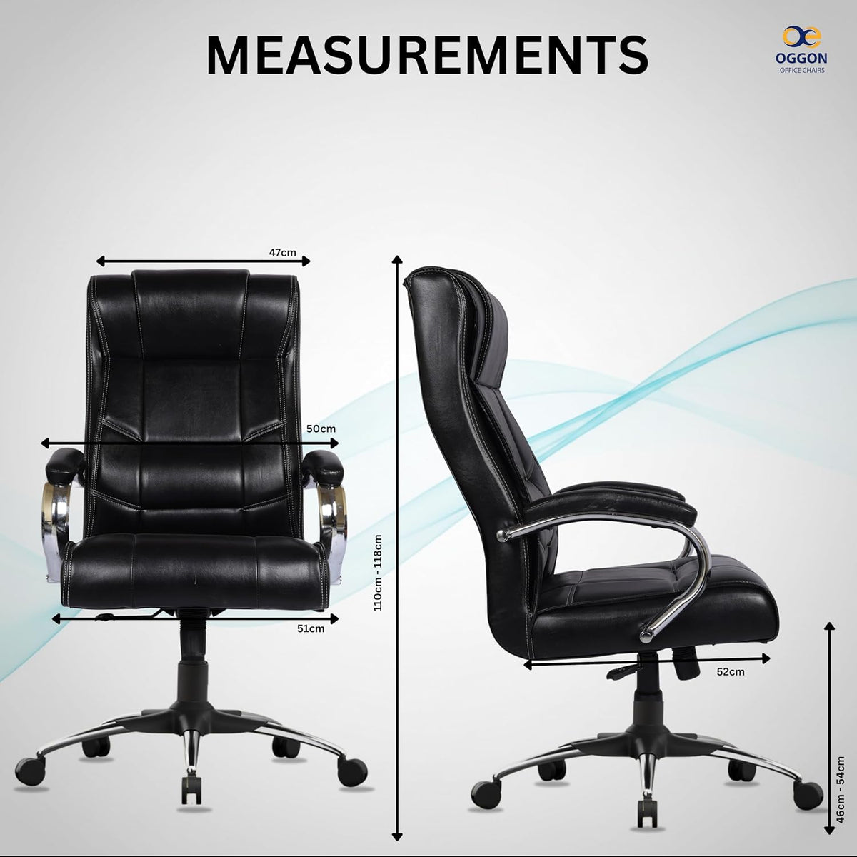 Oggon Alexander black executive revolving chair with tilt lock and height adjustment