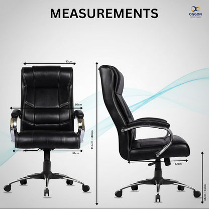 Oggon Alexander black executive revolving chair with tilt lock and height adjustment
