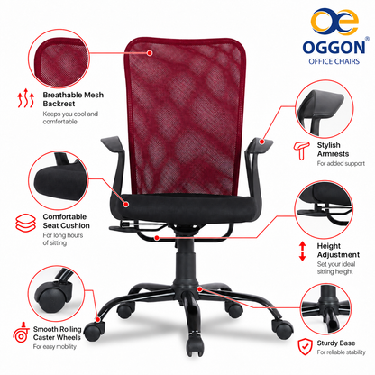 Oggon Breeze Mid Back Mesh Ergonomic Office Chair