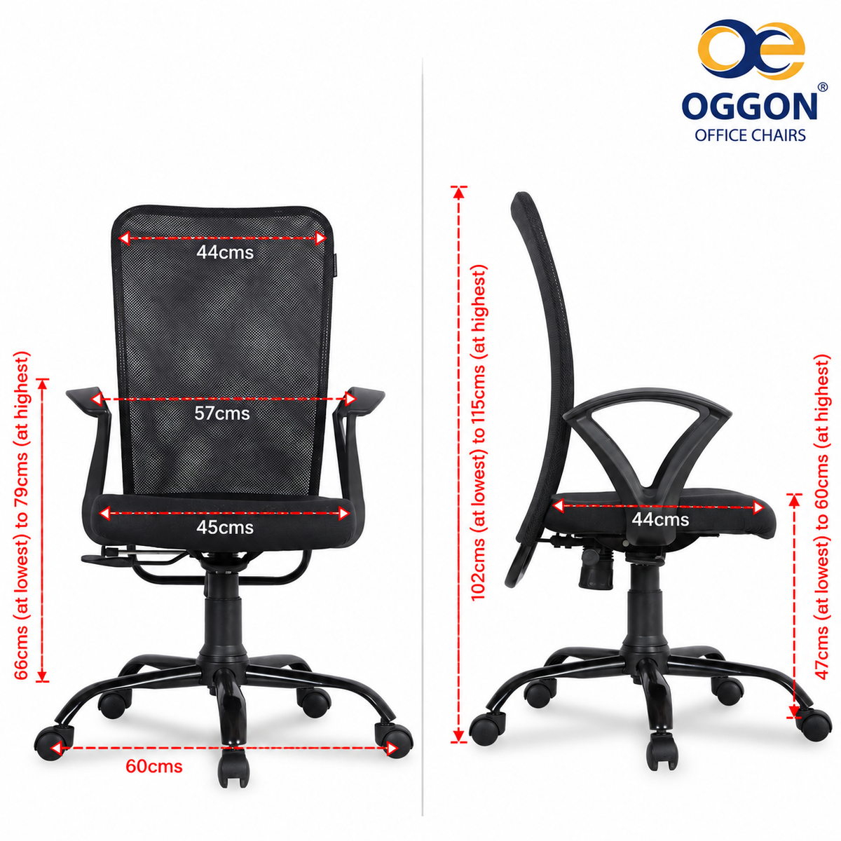 Oggon Breeze Mid Back Mesh Ergonomic Office Chair