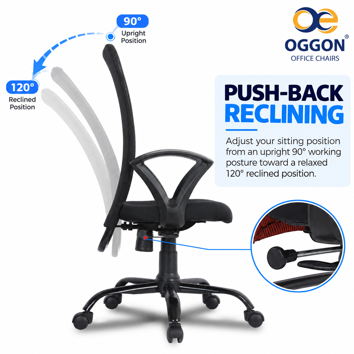 Oggon Breeze Mid Back Mesh Ergonomic Office Chair