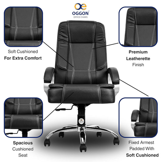 Oggon Charmer executive leatherette chair with contoured lumbar support for the lower back