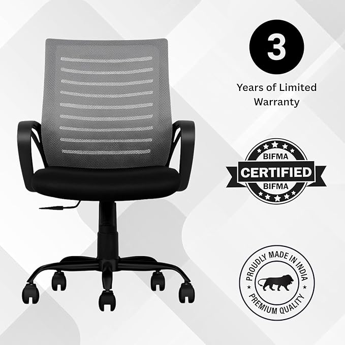 Oggon Irish mid back mesh chair seat height and backrest dimensions