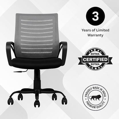Oggon Irish mid back mesh chair seat height and backrest dimensions