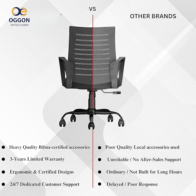 Oggon Irish mid back chair with height adjustable hydraulic gas lift