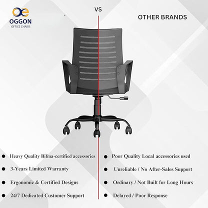Oggon Irish mid back chair with height adjustable hydraulic gas lift