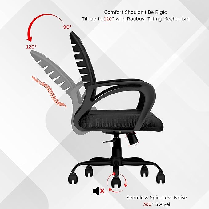 Oggon Irish mesh office chair with contoured lumbar support for the lower back