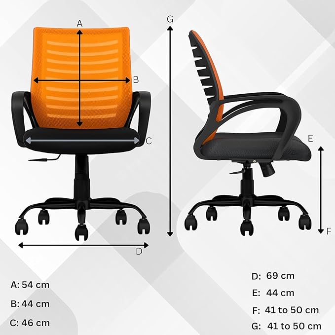 Oggon Irish mesh office chair in orange and black for creative workspaces