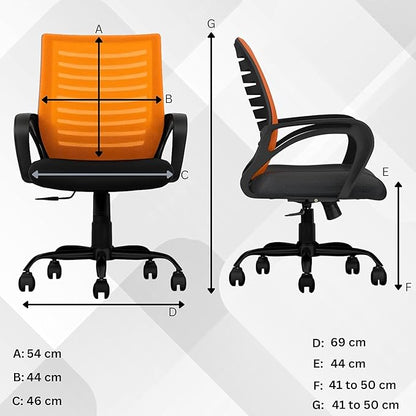 Oggon Irish mesh office chair in orange and black for creative workspaces