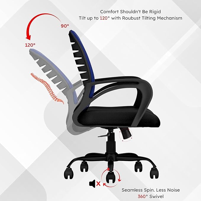 Oggon Irish mid back mesh chair seat cushion and edge detail