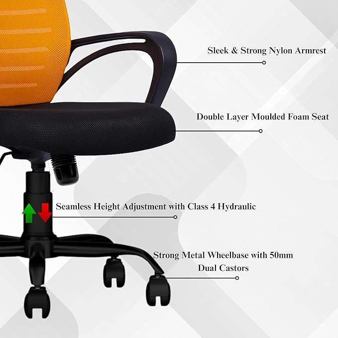 Oggon Irish mid back mesh office chair with tilt and recline adjustment