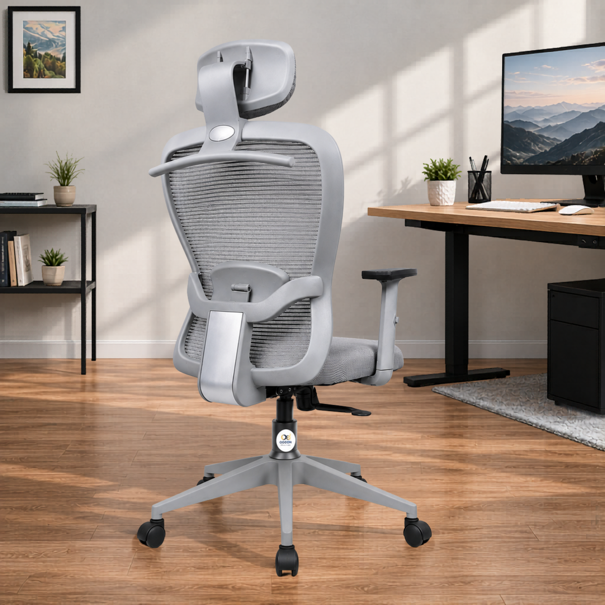 Oggon Marcoos ergonomic revolving mesh office chair with 360 degree swivel
