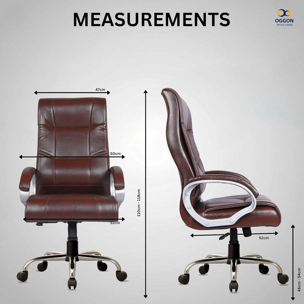 Oggon Marley high back executive office chair in brown leatherette
