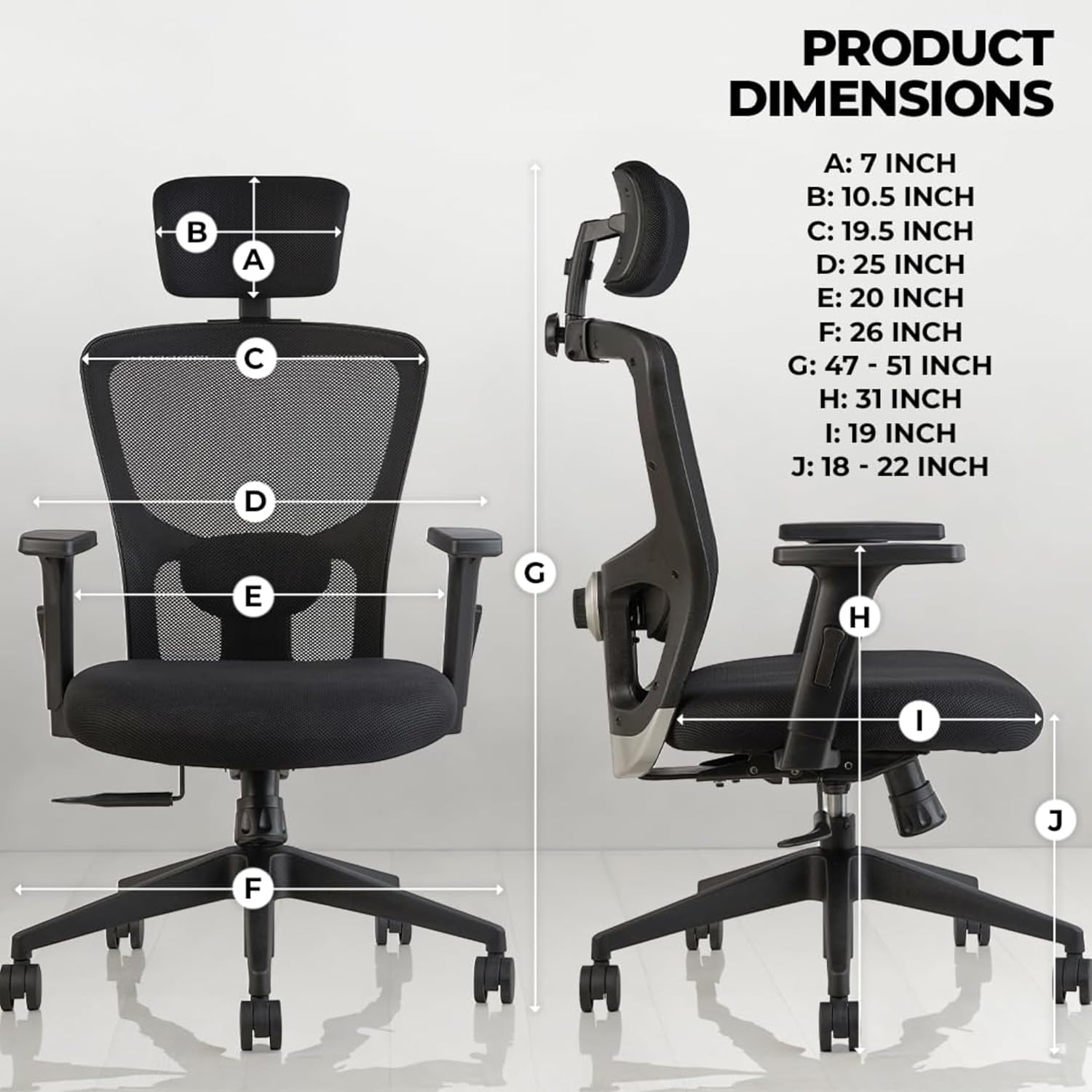 Oggon Victoria high back mesh chair with breathable backrest for Indian summers
